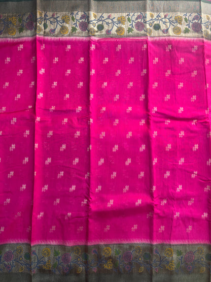 Pink Banarasi Tussar Matka Silk Saree with Paithani Weaving Border  - Traditional Wear