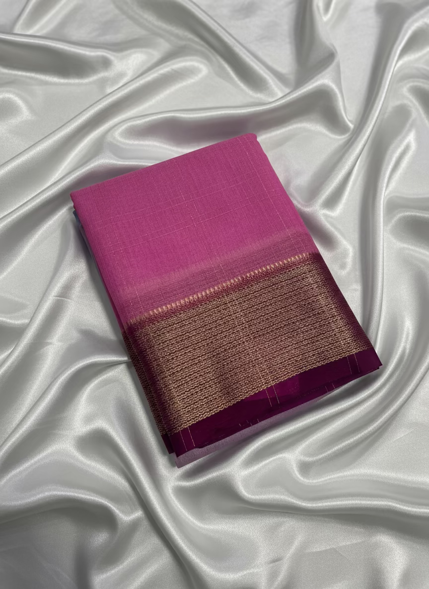 Purple Viscose Silk Saree with shade of Sky Blue Prints, an Elegant Traditional Wear