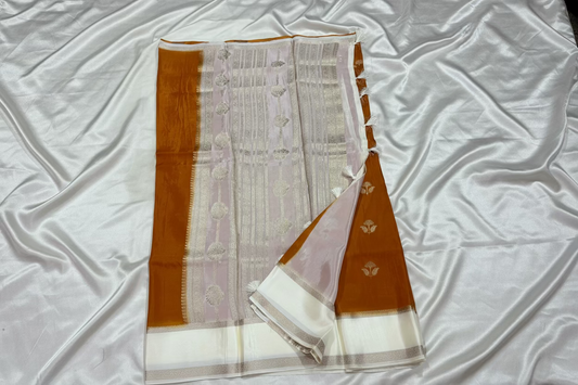 Brown Chinon Silk with Satin Border