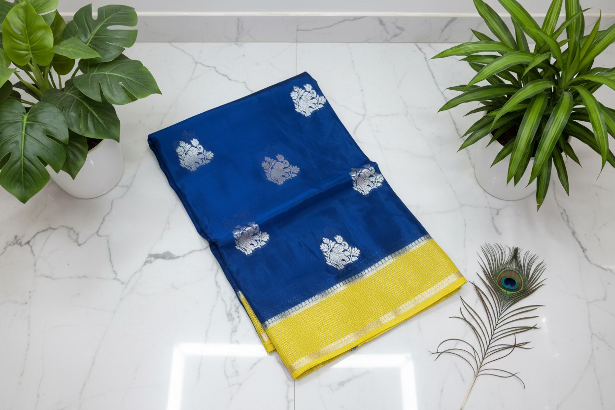Peacock Blue Dola Silk - Small Elephant