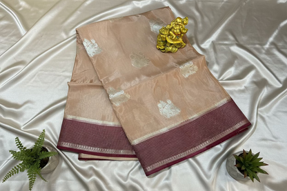 Beige Dola Silk =- Elephant Motifs