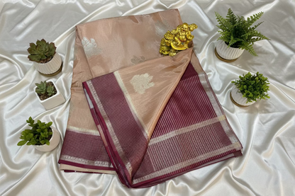 Beige Dola Silk =- Elephant Motifs