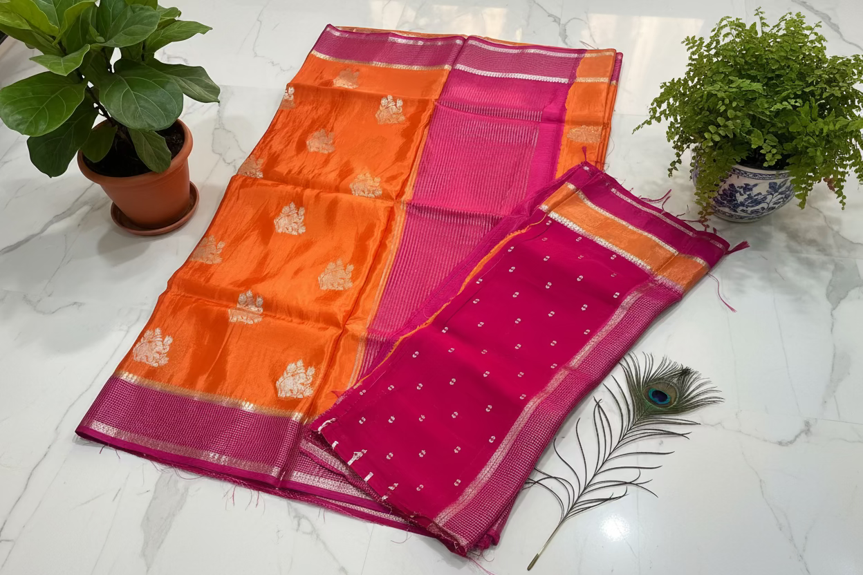 Orange Dola Silk - Small Elephant