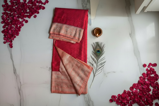 Deep Red Dola Silk - Thousand butta