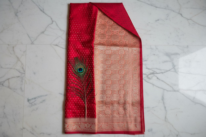 Deep Red Dola Silk - Thousand butta