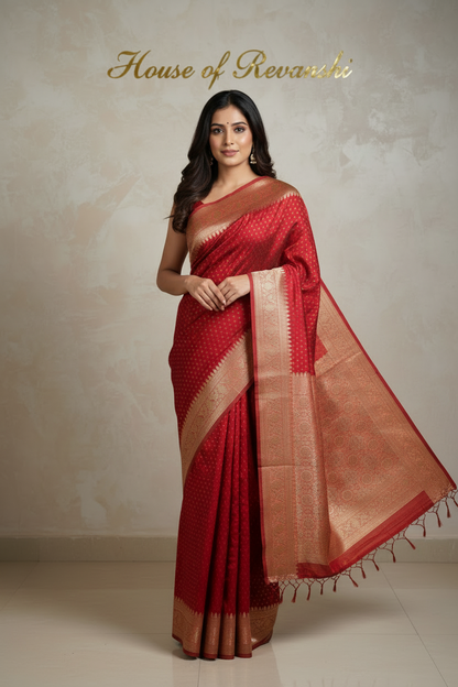 Deep Red Dola Silk - Thousand butta