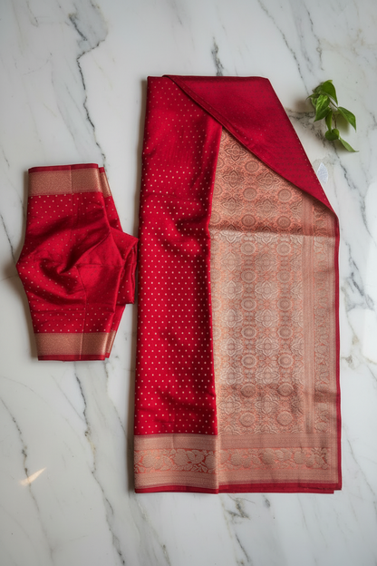 Deep Red Dola Silk - Thousand butta