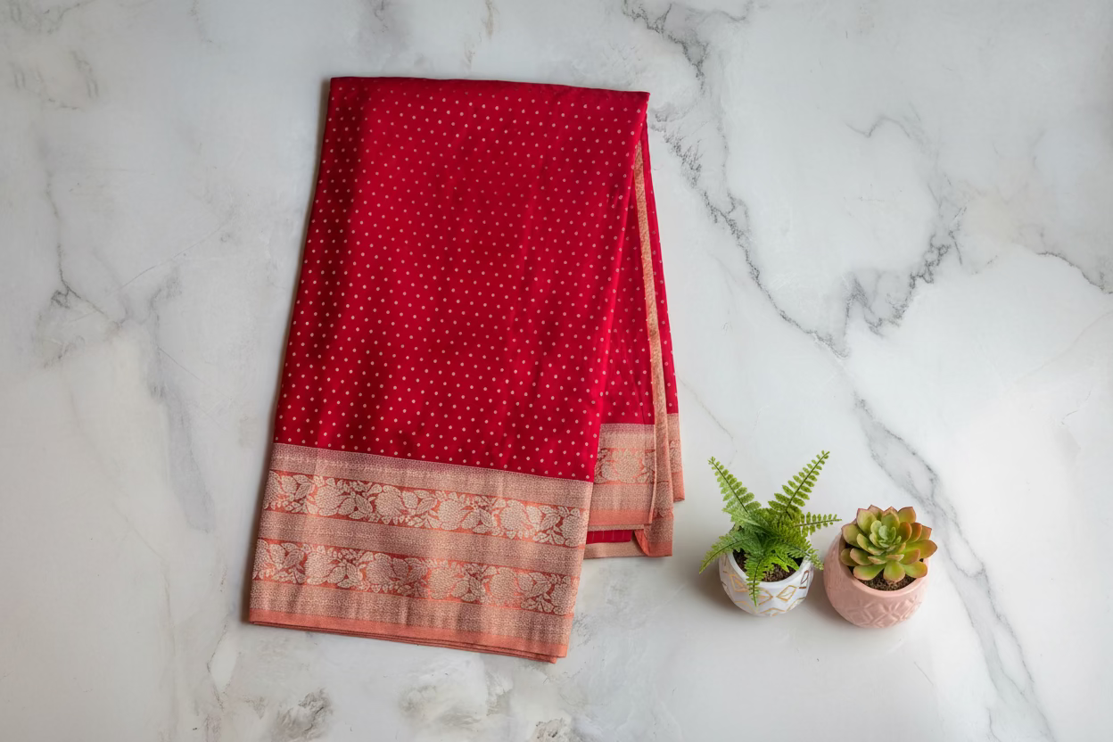Deep Red Dola Silk - Thousand butta