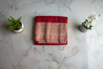 Deep Red Dola Silk - Thousand butta