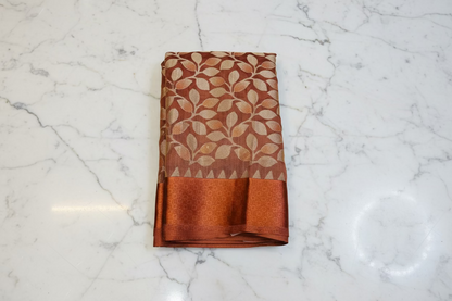 Rust Brown Banarasi Brasso Saree