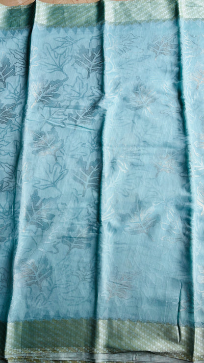 Pale Blue Banarasi Brasso Saree