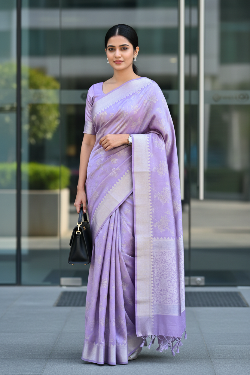 Lavender Banarasi Brasso Saree