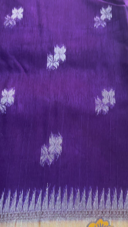 Indigo Banarasi Tussar Matka Silk Saree with Paithani Border  - Traditional Wear