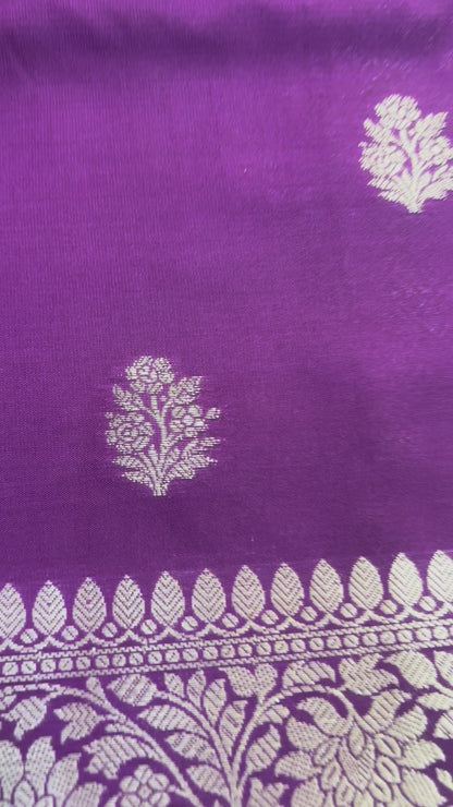 Purple Banarasi Katan Mashru Silk Saree - Traditional Wear