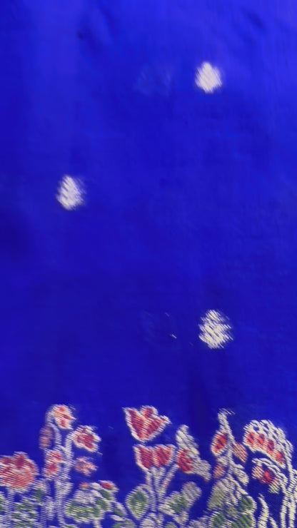 Royal Blue Banarasi Katan Silk Saree with Tilfi Meenakari Border -  Designer Traditional wear