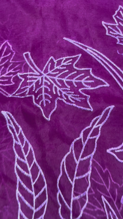 Banarasi Purple Kora Organza Silk with Appliqué Inspired Embroidery Saree - Traditional Wear