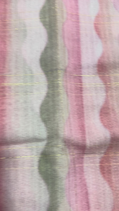 White Viscose Silk Saree with Multicolour Vertical Waves Prints, an Elegant Traditional Wear