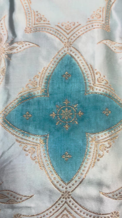 Sky Blue Banarasi Mashru Silk Saree in Rangkat Concept  - Designer Party Wear