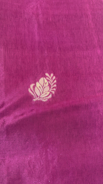 Maroon Banarasi Russian Silk Saree with Light Gold Pallu & Border - Traditional Wear