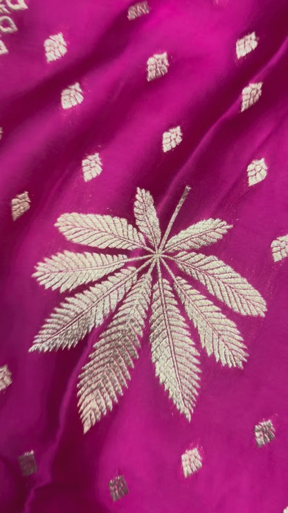 Pink Banarasi Pure Mashru Silk Saree - Designer Ethnic Wear