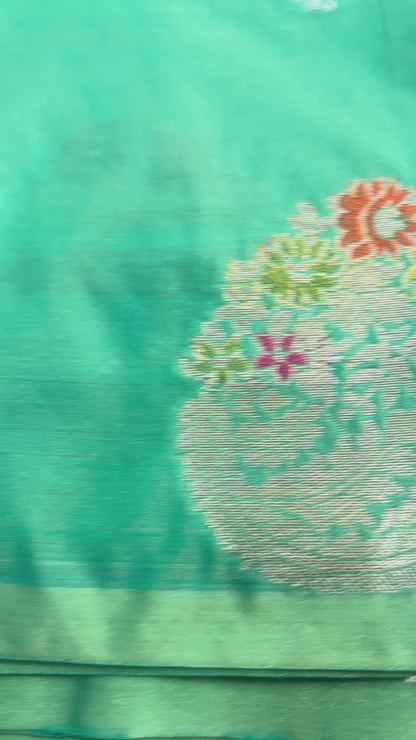 Sea Green Banarasi Katan Silk Saree with Sona Rupa weaving -  Designer Traditional wear