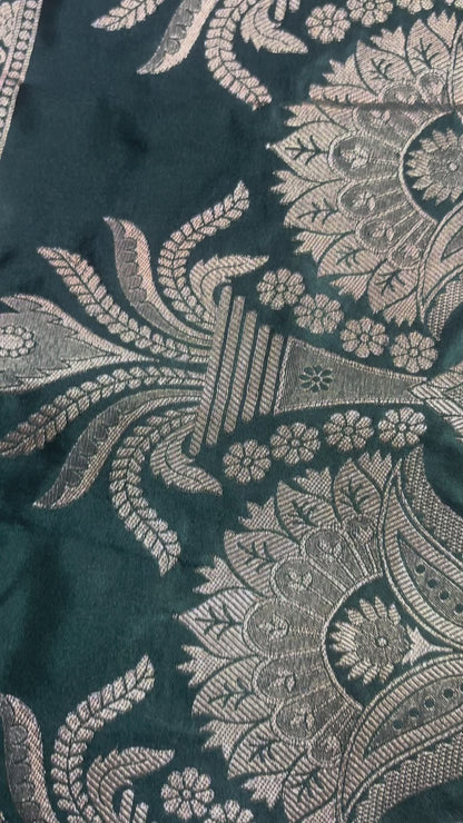 Mustard Yellow Banarasi Mashru Silk Saree with Geometrical Zari Pallu & Border - Traditional Wear