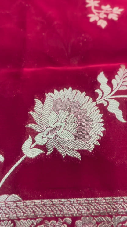 Luxurious Red Pure Mashru Silk Saree with Jall Design - Designer Ethnic Wear